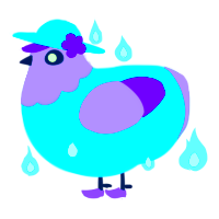A sky and lilac chicken with a head pattern