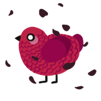 A crimson and maroon chicken with a lace pattern