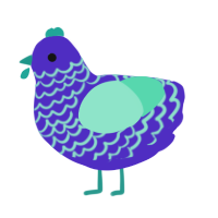 Blacklight Glow, a indigo and mint chicken with a lace pattern