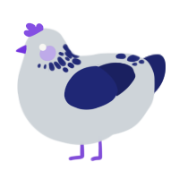 ego death, a mist and navy chicken with a neck-speckle pattern