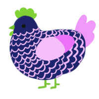 A navy and lavender chicken with a lace pattern