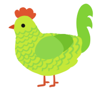 pear, a lime and grass chicken with a lace pattern