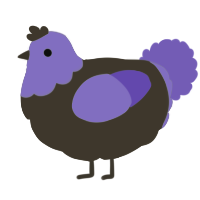 A bark and lilac chicken with a head pattern