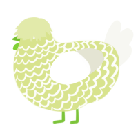A lemon and white chicken with a lace pattern