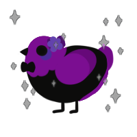 A black and amethyst chicken with a head pattern