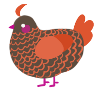 A bark and vermilion chicken with a lace pattern