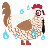Doctor Evil, a cream and brown chicken with a lace pattern