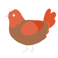 A brown and vermilion chicken with a head pattern
