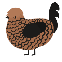 Cookiedough, a brown and sable chicken with a lace pattern