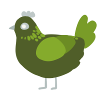 olive, a olive and chartreuse chicken with a neck-speckle pattern