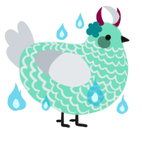 yangu, a mint and mist chicken with a lace pattern