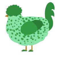 A mint and viridian chicken with a speckle pattern