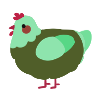 A olive and spring chicken with a head pattern