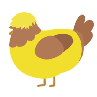 A yellow and brown chicken with a head pattern