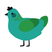 ponder algae, a turquoise and viridian chicken with a neck-speckle pattern