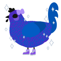 A indigo and ultramarine chicken with a double-lace pattern
