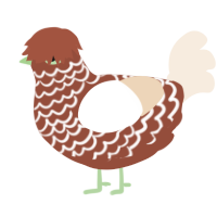 A russet and cream chicken with a lace pattern