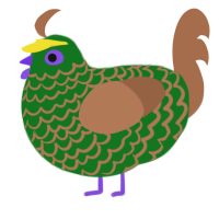 Rainforest Cafe, a leaf and brown chicken with a lace pattern
