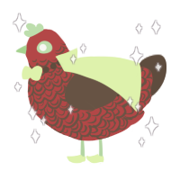 A red and bark chicken with a double-lace pattern