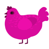 Bubblegum, a fuchsia chicken with a half-lace pattern
