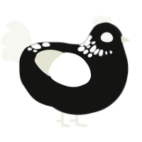 Revolution of Demons, a black and white chicken with a neck-speckle pattern
