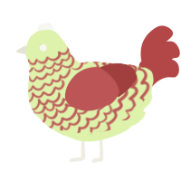 A apple and red chicken with a lace pattern