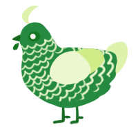 Hedge, a viridian and apple chicken with a lace pattern