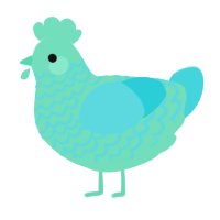 A mint and aqua chicken with a lace pattern