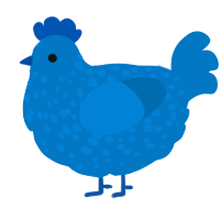 A sapphire chicken with a speckle pattern