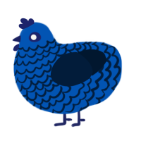 Blueberry, a ultramarine and tumblr chicken with a lace pattern