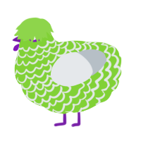 A grass and mist chicken with a lace pattern