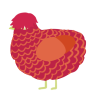 A crimson and vermilion chicken with a lace pattern