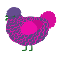 A overcast and fuchsia chicken with a lace pattern