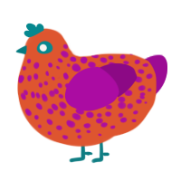 A vermilion and plum chicken with a speckle pattern
