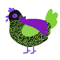 Midorine, a black and grass chicken with a double-lace pattern