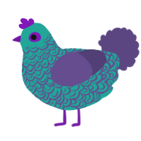 A turquoise and overcast chicken with a double-lace pattern