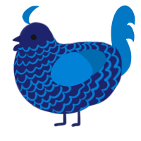 A navy and sapphire chicken with a lace pattern