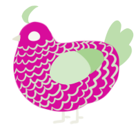 Yonryu, a fuchsia and gluppy chicken with a lace pattern