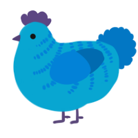 A cerulean and sapphire chicken with a half-bar pattern