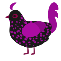 A sable and plum chicken with a speckle pattern