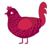 A maroon and crimson chicken with a lace pattern