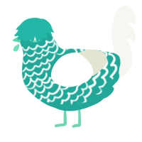 GetInto Hypnosis Mic, a turquoise and white chicken with a lace pattern