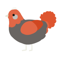 A grey and vermilion chicken with a head pattern