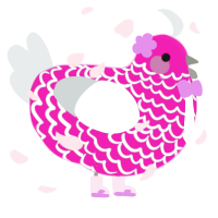 rosita, a fuchsia and silver chicken with a lace pattern
