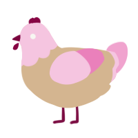 A beige and pink chicken with a head pattern