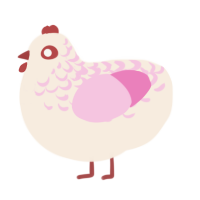 A cream and pink chicken with a half-lace pattern