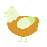 A orange and apple chicken with a head pattern
