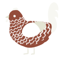 A russet and white chicken with a lace pattern