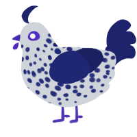 (unnamed), a mist and navy chicken with a speckle pattern