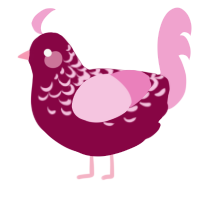 A maroon and pink chicken with a half-lace pattern